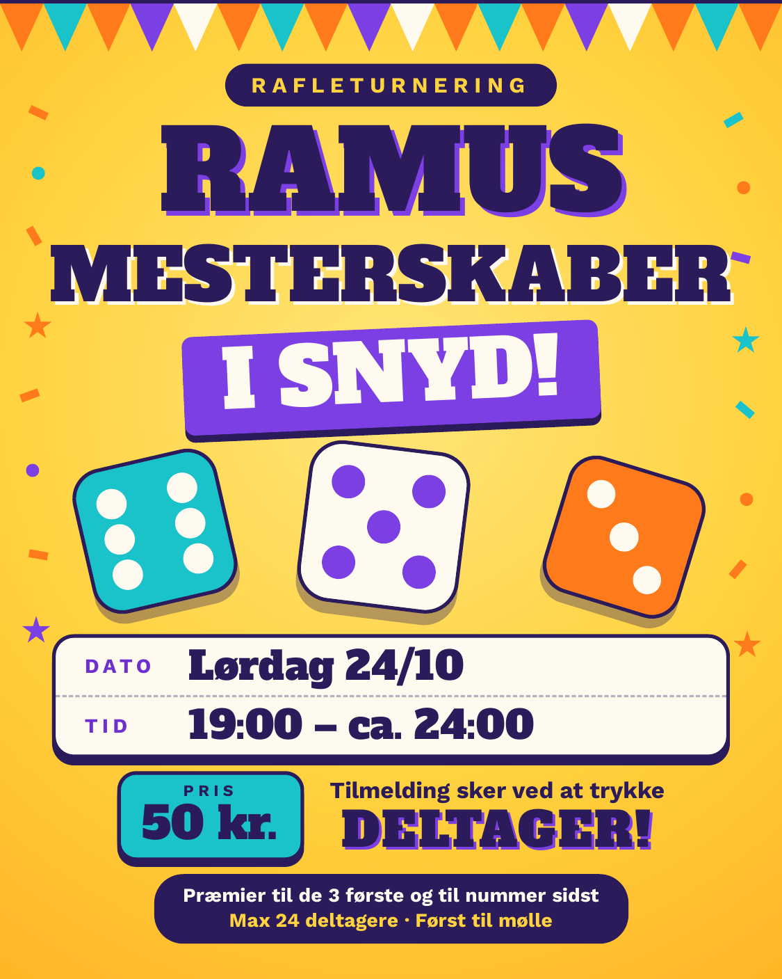 Plakat for Rafleturneringen – Ramus-mesterskaber i snyd
